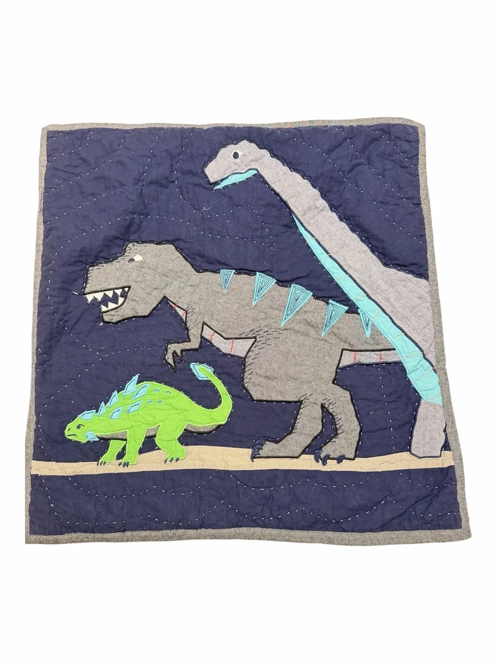 Pottery Barn Kids Warren Dinosaur Euro Sham 26x26 Cotton Quilted Appliqué PBK